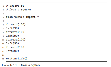 Write a program to draw the same square as Example 1.1 using goto() instead of forward() and left().