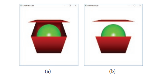 Run sphereInBox1.cpp of Chapter11, which draws a green ball inside a red box. Press up or down arrow...-1