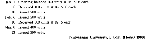 From the following transactions prepare Store Ledger Accounts using LIFO method of pricing: