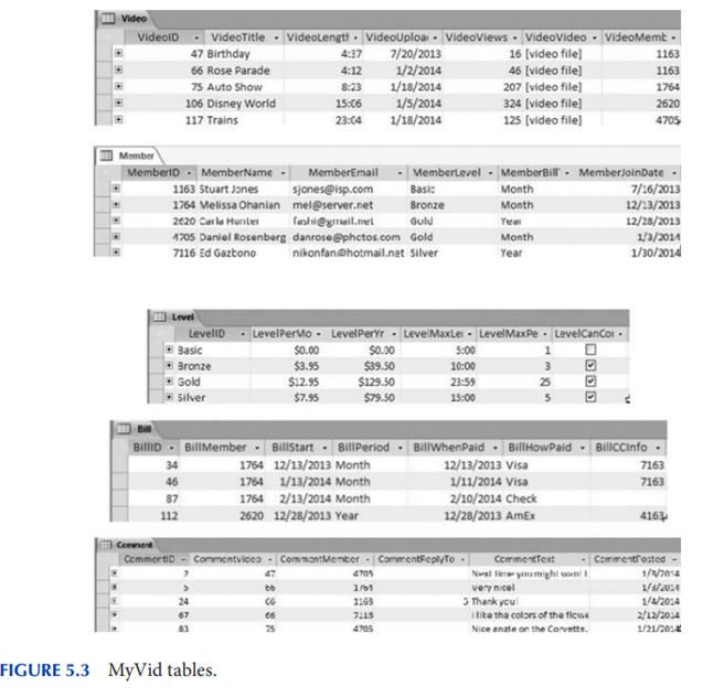 Answer the following questions for the sample data (Figure 5.3) in the MyViddatabase: a. Who (name,...