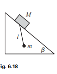 A mass M is free to slide down a frictionless plane inclined at an angle ß. A pendulum of length and...