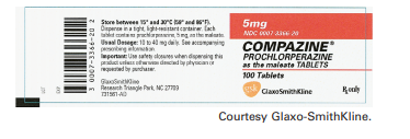 Prochlorperazine (Compazine) 10 mg orally is prescribed. Use the drug label below to prepare the...