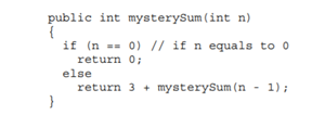 Consider the following recursive method: What value is returned when my stery Sum(5) is called?