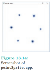 Fire up pointSprite.cpp. The space bar toggles animation on and off. The particle system of six...