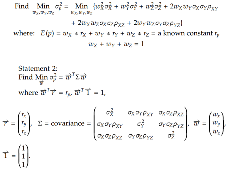 Assume that there are three assets. Verify that the following two statements are equivalent:...