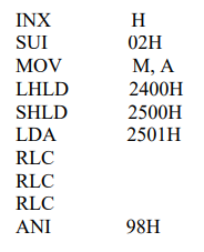 What will be the values in registers A, H, L and locations 2400H, 2401H, 2500H and 2501H after the...-2