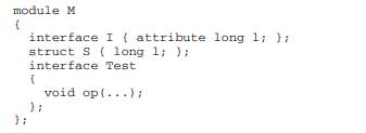 Given module M: Insert the following definitions of operation op() and inspect what the IDL compiler...-1