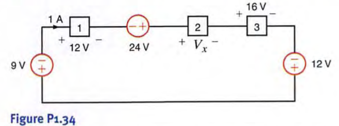 Find V x in the network in Fig. PI.34 using Tellegen's theorem.