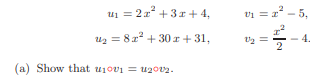 Consider the following four polynomials: (b) Find polynomials f = m x+b and g = x/m-b/m such that u...