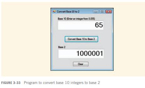 Create a program with an interface similar to the one shown in Figure 3-33. Converting an integer...-1