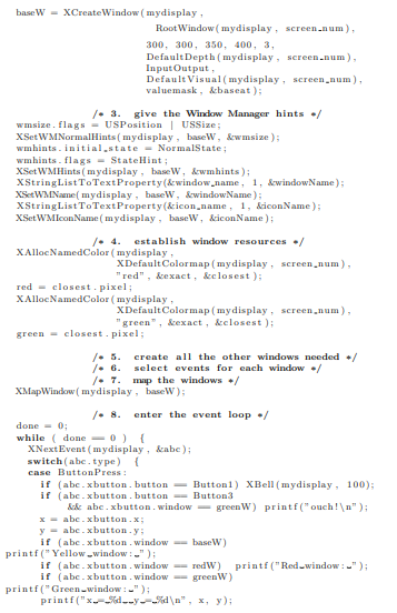 Although the program of Fig. 3.1 does not generate a window on the screen, the X11 header files...-4