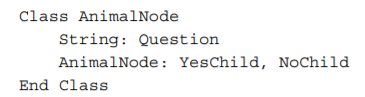 The animal game can use the following node class to store information: If you use this class, how...