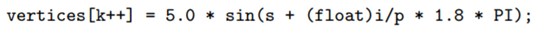 Return to the original flag.cpp and delete the adjusting factor “- 5 sin s” of (4.3) by changing the...