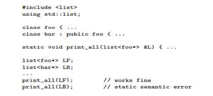 Consider the following code skeleton in C++: Explain why the compiler won’t allow the second call....