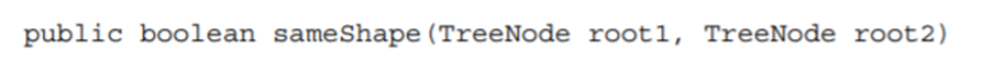 (a) Write a method The method returns true if binary trees with the roots root1 and root2 have...-1