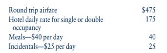 Juanita travels to San Francisco for 7 days. The following facts are related to the trip: a. If she...