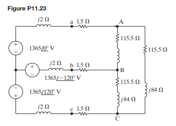 a) Find the rms magnitude and the angle of I CA in the circuit shown in Fig. P11.23. b) What percent...