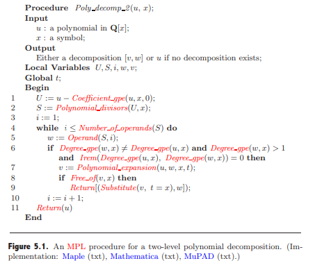 Another approach that finds the complete decomposition of a polynomial u(x) is to modify the...