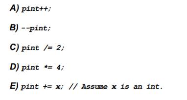 List three uses of the * symbol in C++. Assume ptr is a pointer to an int and holds the address...-2