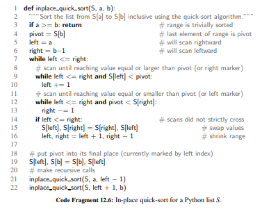 Our high-level description of quick-sort describes partitioning the elements into three sets L, E,...