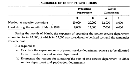 The ABC Company produces its own power which is used by other departments - production and service....