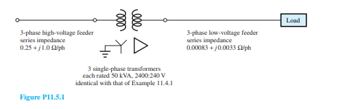 A single-phase, 10-kVA, 2300:230-V, 60-Hz, two-winding distribution transformer is connected as an...