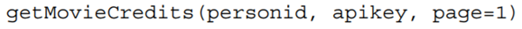 Write a function that uses apikey to retrieve the movie credits associated with the person...