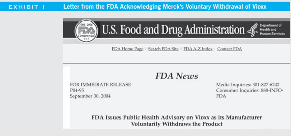 On September 30, 2004, Merck voluntarily withdrew its rheumatoid arthritis drug (Vioxx) from the...