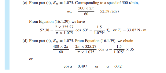 Consider Example 16.1.2 in the text. (a) Calculate the firing angle corresponding to a torque of 35...-3