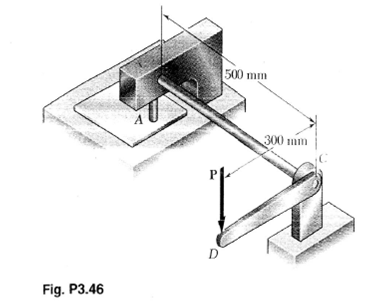 A hole is punched at A in a plastic sheet by applying a 600-N force p to end D of lever CD, which is...