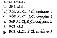 Suppose AL contains 1100101lb and CF= l. Give the new contents.of AL after each of the ·following...