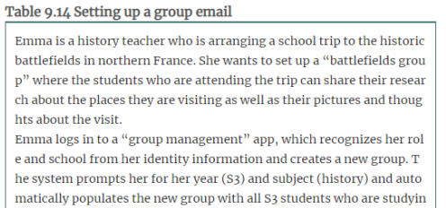 Table 9.14 is a simplified version of the scenario I used in Chapter 3 for the iLearn system (see...-1