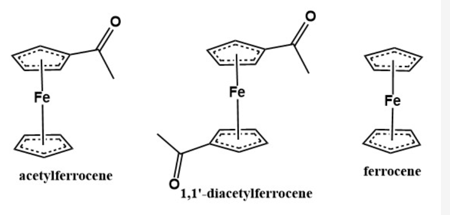 Answer the following question regarding the pictures please: The information for this set is based...-1'-diacetylferrocene
