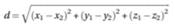 The distance between two molecules via their coordinates can be determined with the expression:...