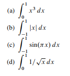 Which of the following integrals would you expect to be difficult to approximate using the composite...