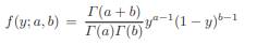 The beta distributions are defined by the densities for positive constants (parameters) a and b;...