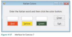 Create an application that can be used to teach the Italian words for the colors red, yellow, and...