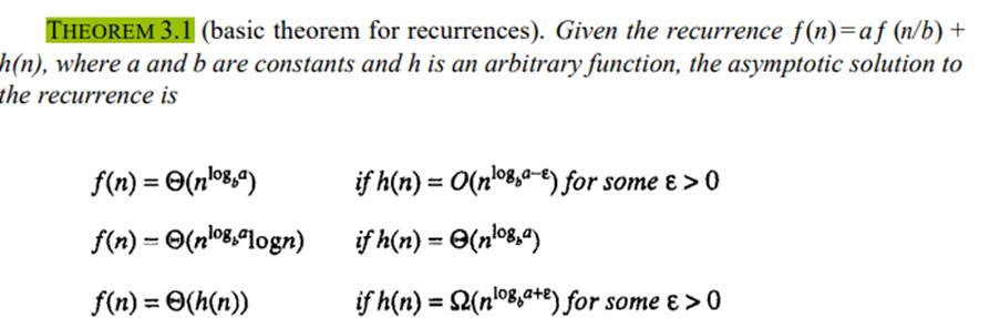 Solving recurrences Apply the method of Theorem 3.1 to the solution of the recurrence ƒ(n) = 2ƒ (n...