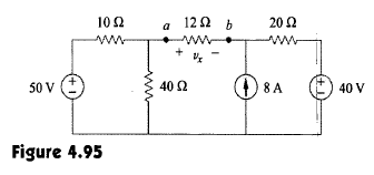 Apply source transformation to find vx in the circuit of Fig. 4.95.