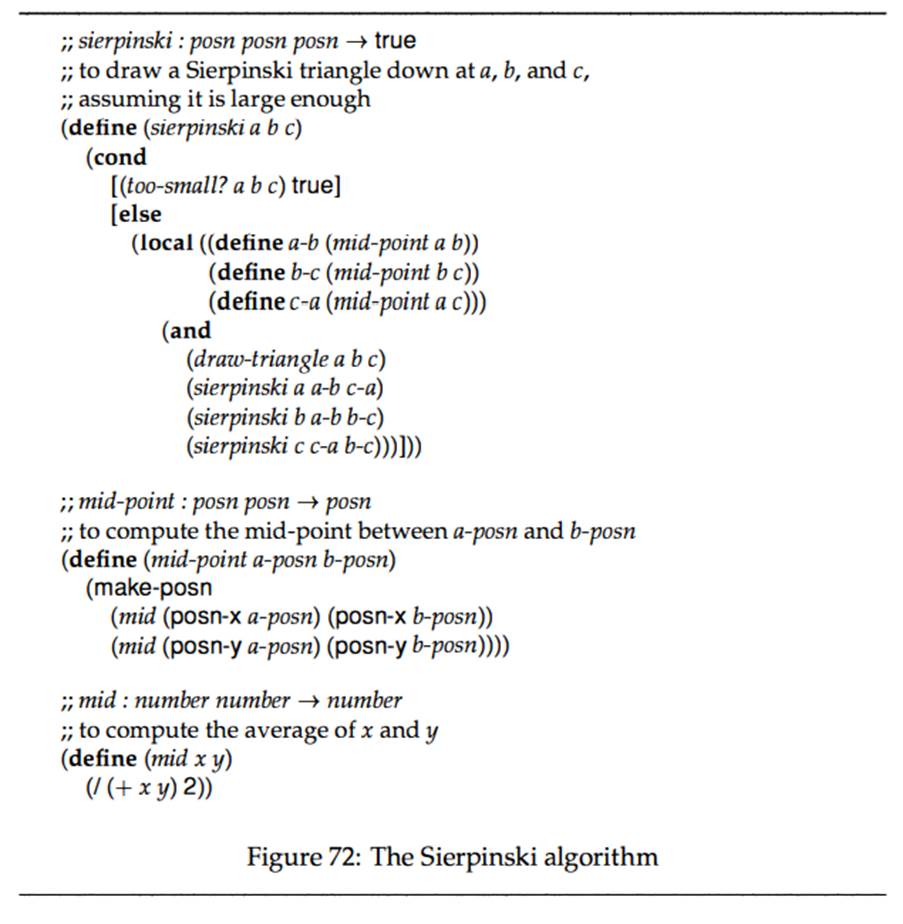 Rewrite the function in figure 72 to use structures for the representation of triangles. Then apply...