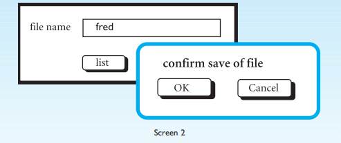 A designer described the following interface for a save operation. The users initially see a screen...-2