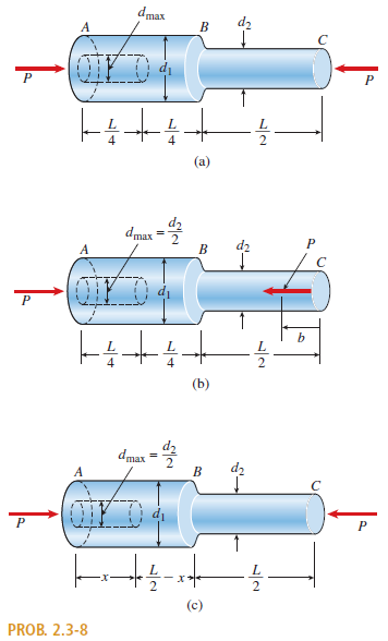 A bar ABC of length L consists of two parts of equal lengths but different diameters. Segment AB has...