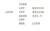 Write a fragment of code such that AccB is first initialized to $00. Then AccB is repeatedly...