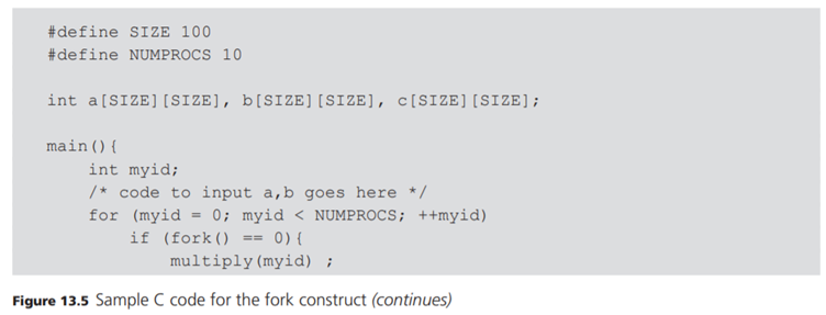 The C code for matrix multiplication in Figure 13.5 doesn’t work in a typical UNIX implementation,...-1