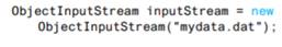 Suppose that you want to create an input stream and connect it to the binary file named mydata.dat....