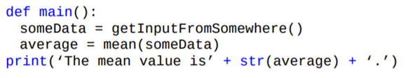 In the mean function, we returned None if data was empty. Show how to modify the following main...