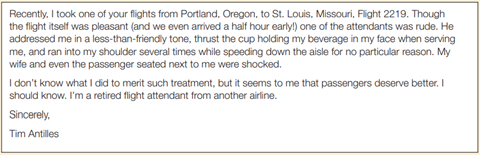 Addressing a Passenger Complaint about a Rude Flight Attendant As director of customer relations for...