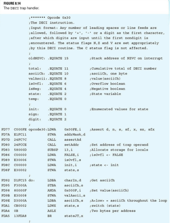 The program in Exercise 4 runs with an input of 37. For Figure 8.14, the DECI trap handler, state...-1