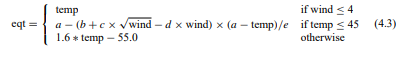 (from[KR96]) The wind chill temperature is given according to a somewhat complex formula derived...