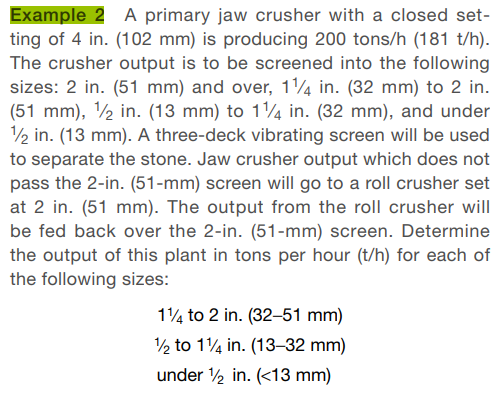 Using the data of Example 2, determine the minimum size screen required for the 2-in. (51-mm)...